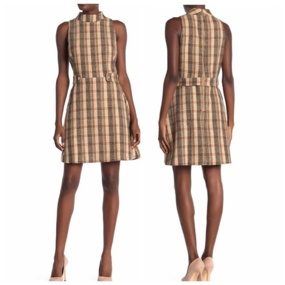NWT Alexia Admor Brown Mock Neck Dress Size L